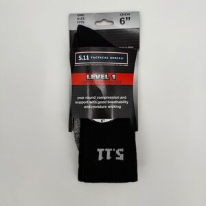 5.11 Tactical Series‎ Level 1 6" Black Crew Socks One Size Fits All Comfort
